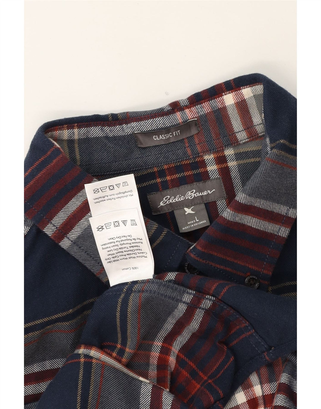 EDDIE BAUER Mens Classic Fit Flannel Shirt Large Blue Check Cotton Vintage Eddie Bauer and Second-Hand Eddie Bauer from Messina Hembry 