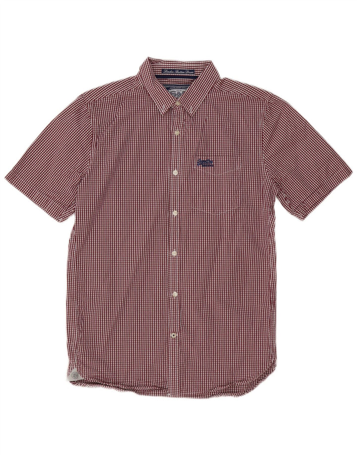 Superdry Kortærmet Herreskjorte Medium Burgundy Gingham Cotton