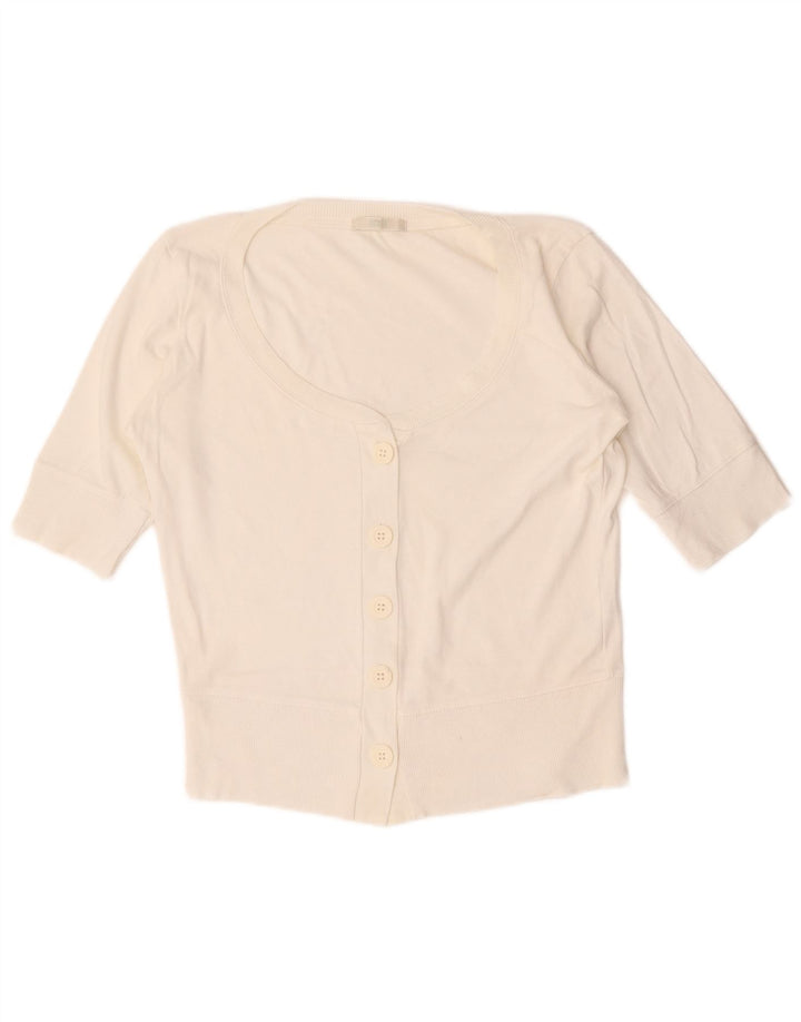 Marks & Spencer kortærmet cardigantrøje til kvinder UK 12 Medium White