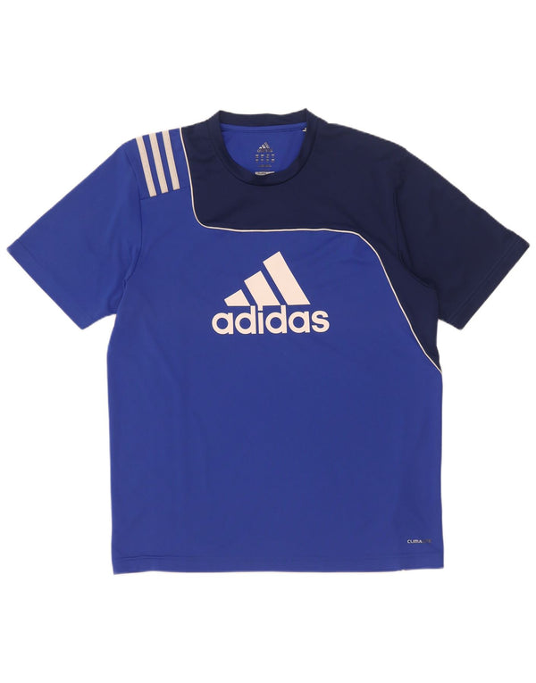 Adidas Herre Climalite grafisk T-shirt top UK 40/42 Medium Blue Colourblock