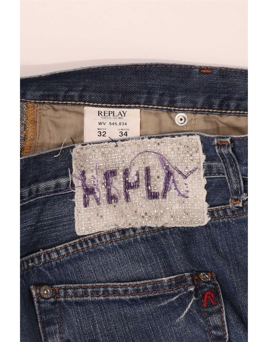 Replay Dame Straight Jeans W32 L34 Blå Bomuld