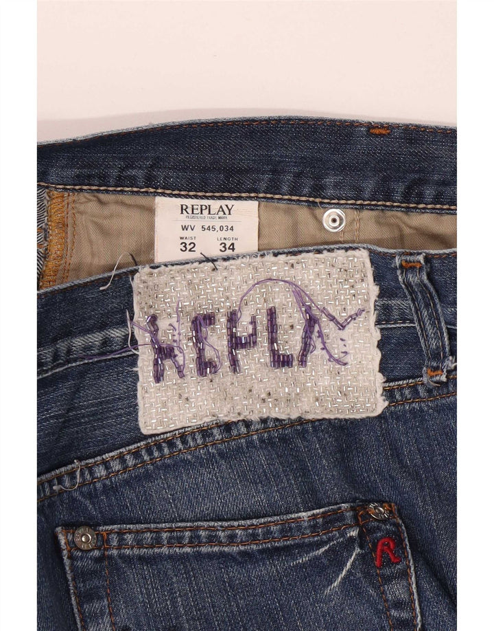 Replay Dame Straight Jeans W32 L34 Blå Bomuld