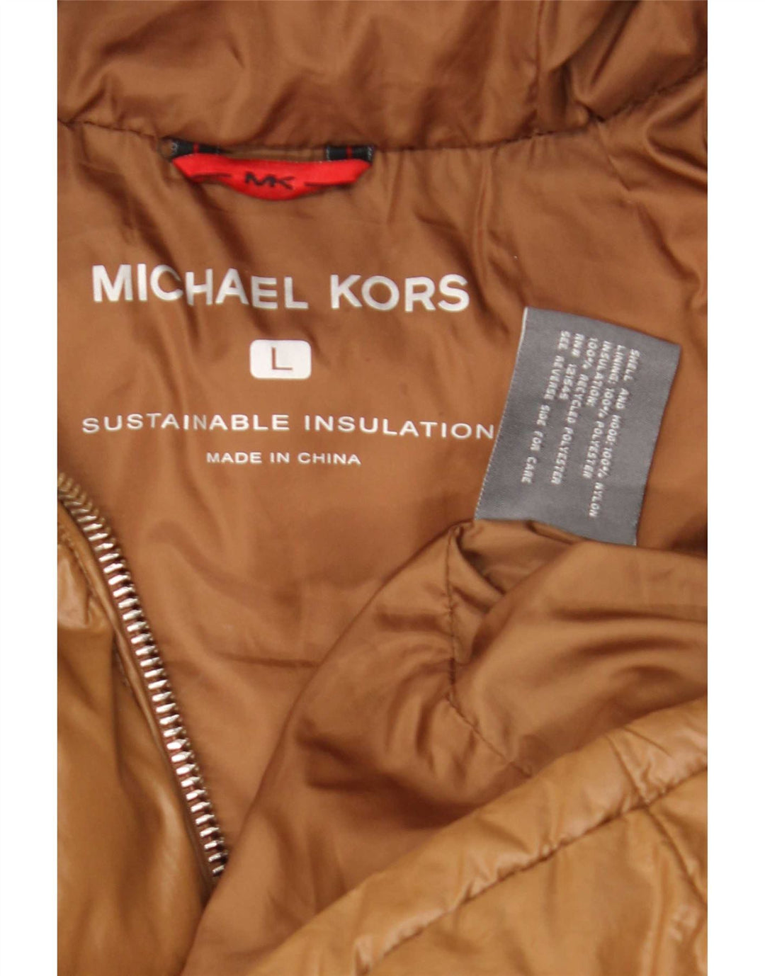 Michael Kors Herre hættepolstret jakke UK 40 Stor brun polyester