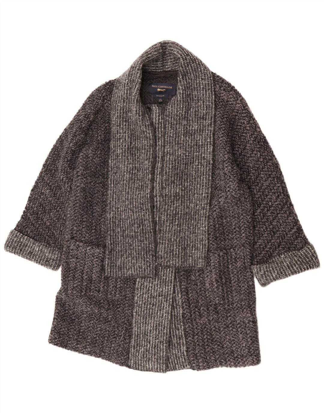 Paul Costelloe Dame Oversized Overfrakke UK 16 Large Grey Colourblock Uld