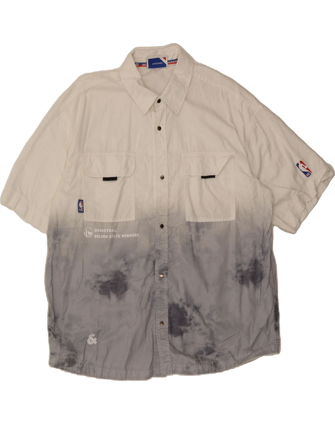 JACK & JONES Mens Graphic Shirt Size 41 Medium Off White Tie Dye Vintage Jack & Jones and Second-Hand Jack & Jones from Messina Hembry 