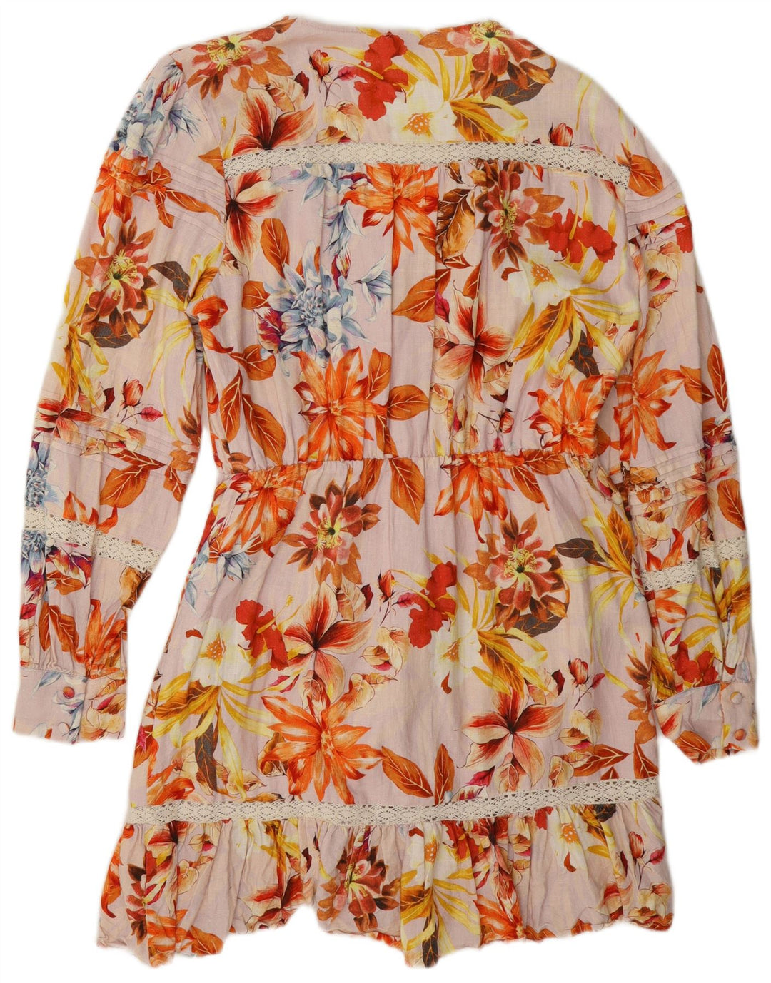 Guess Womens Tiered Dress UK 12 Medium Multicolored Floral Viscose