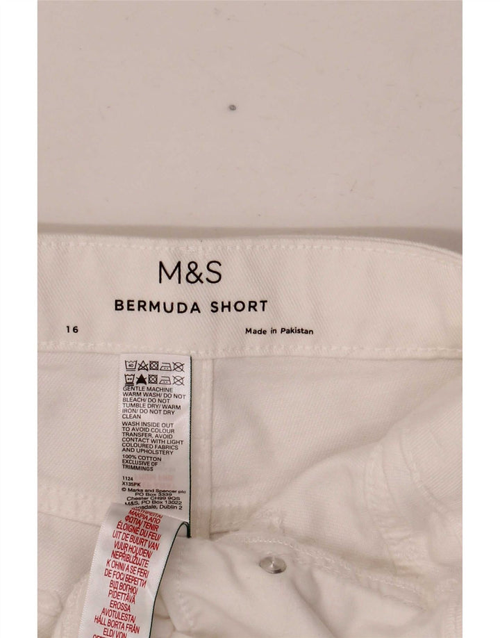 Marks & Spencer Dame Bermuda Denim Shorts UK 16 Large W34 White Bomuld