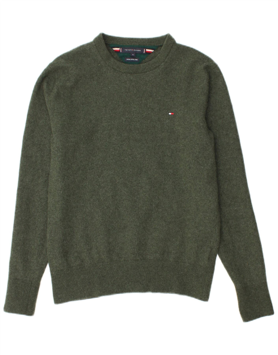 TOMMY HILFIGER drenge sweater med rund hals 13-14 år XL Grøn uld