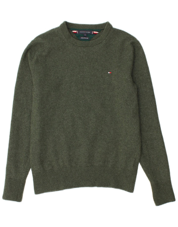 TOMMY HILFIGER drenge sweater med rund hals 13-14 år XL Grøn uld