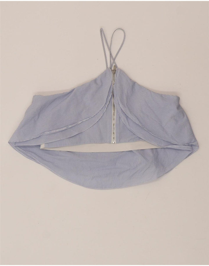 Zara Womens Crop Halter Top UK 12 Mellem blå stribet