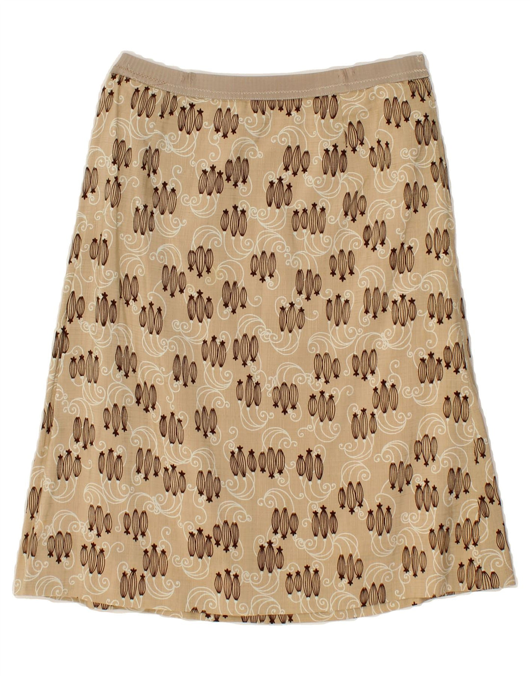 VINTAGE Womens Abstract Pattern 2 Piece Skirt Set UK 14 Large W34 Beige Vintage Vintage and Second-Hand Vintage from Messina Hembry 