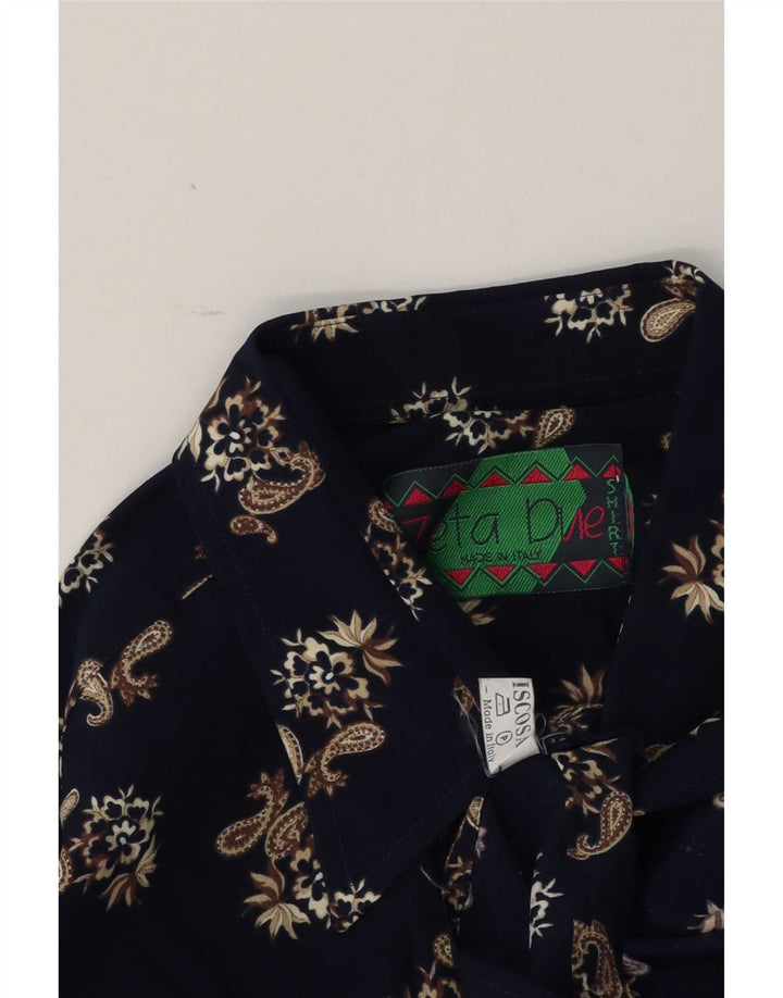 Vintage herreskjorte stor marineblå Paisley Viscose