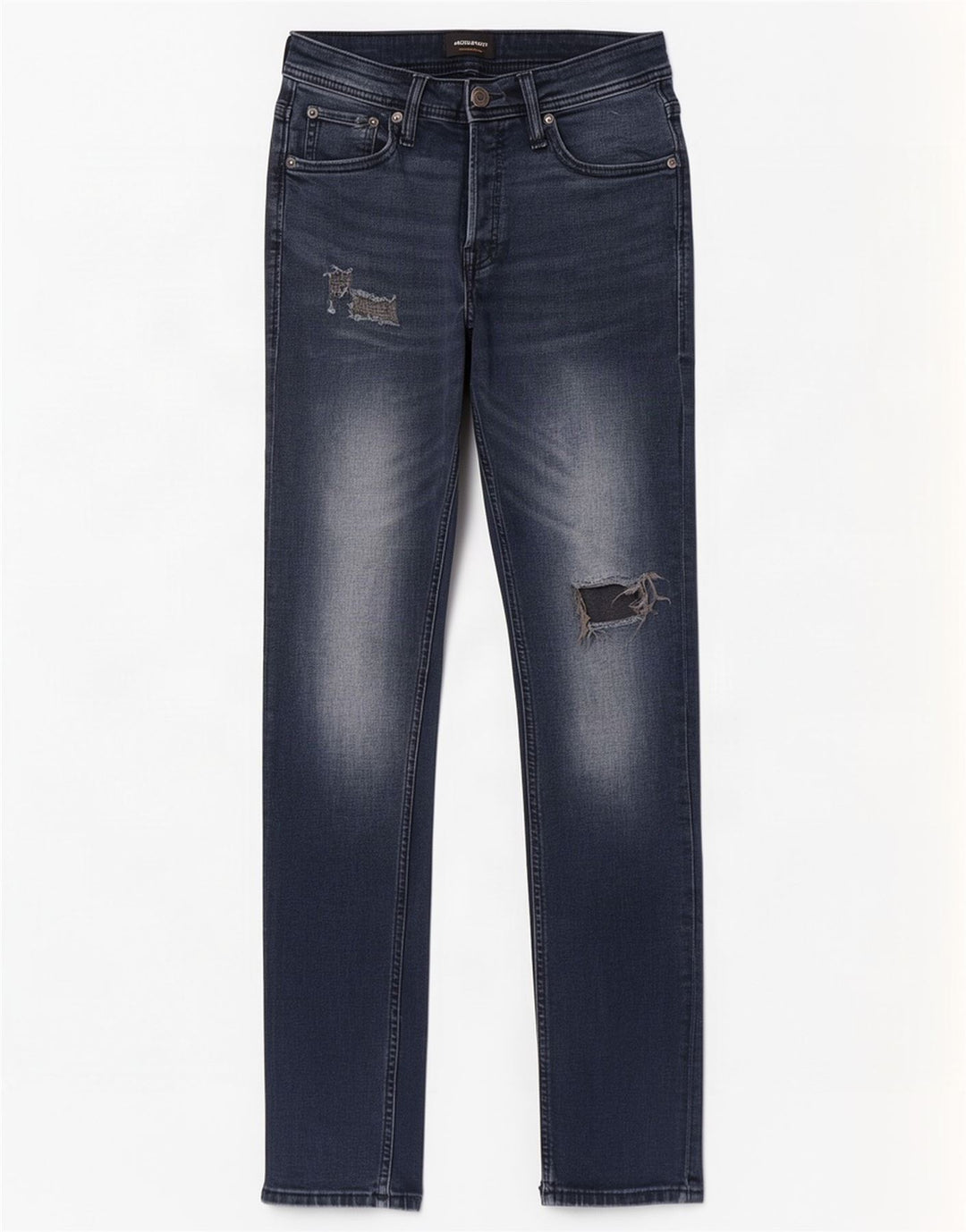 Jack & Jones Herre GLENN Distressed Slim Jeans W27 L32 Blå Bomuld