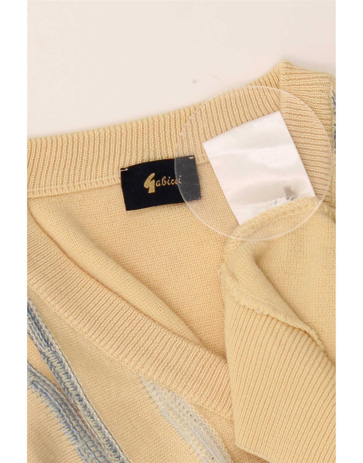 Gabicci Herre V-hals sweater Medium gul stribet uld