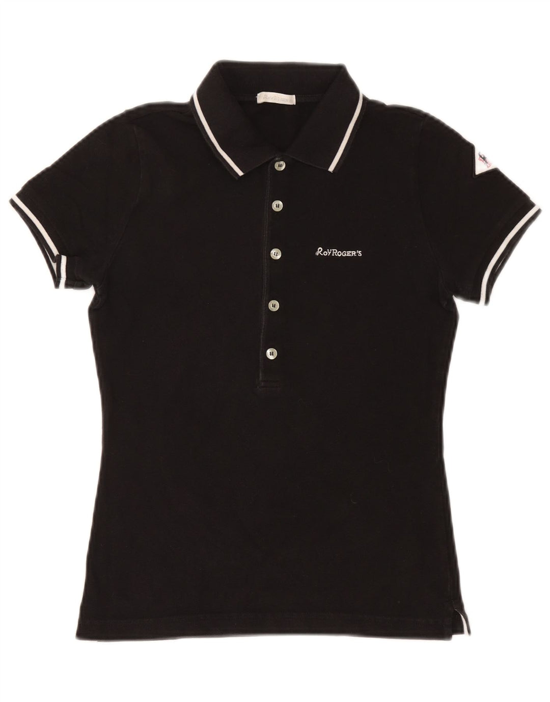 Roy Rogers Dame Polo Shirt UK 12 Medium Sort Bomuld