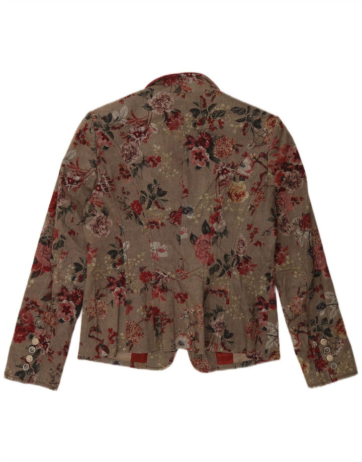 White Label Dame 5 Button Blazer Jacket UK 14 Medium Grey Floral Cotton