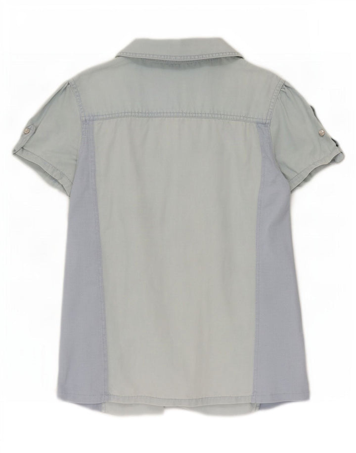 Guess kortærmet denimskjorte til kvinder UK 12 Medium Blue Tencel