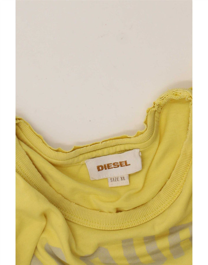 Diesel Herre Grafisk T-Shirt Top XL Gul