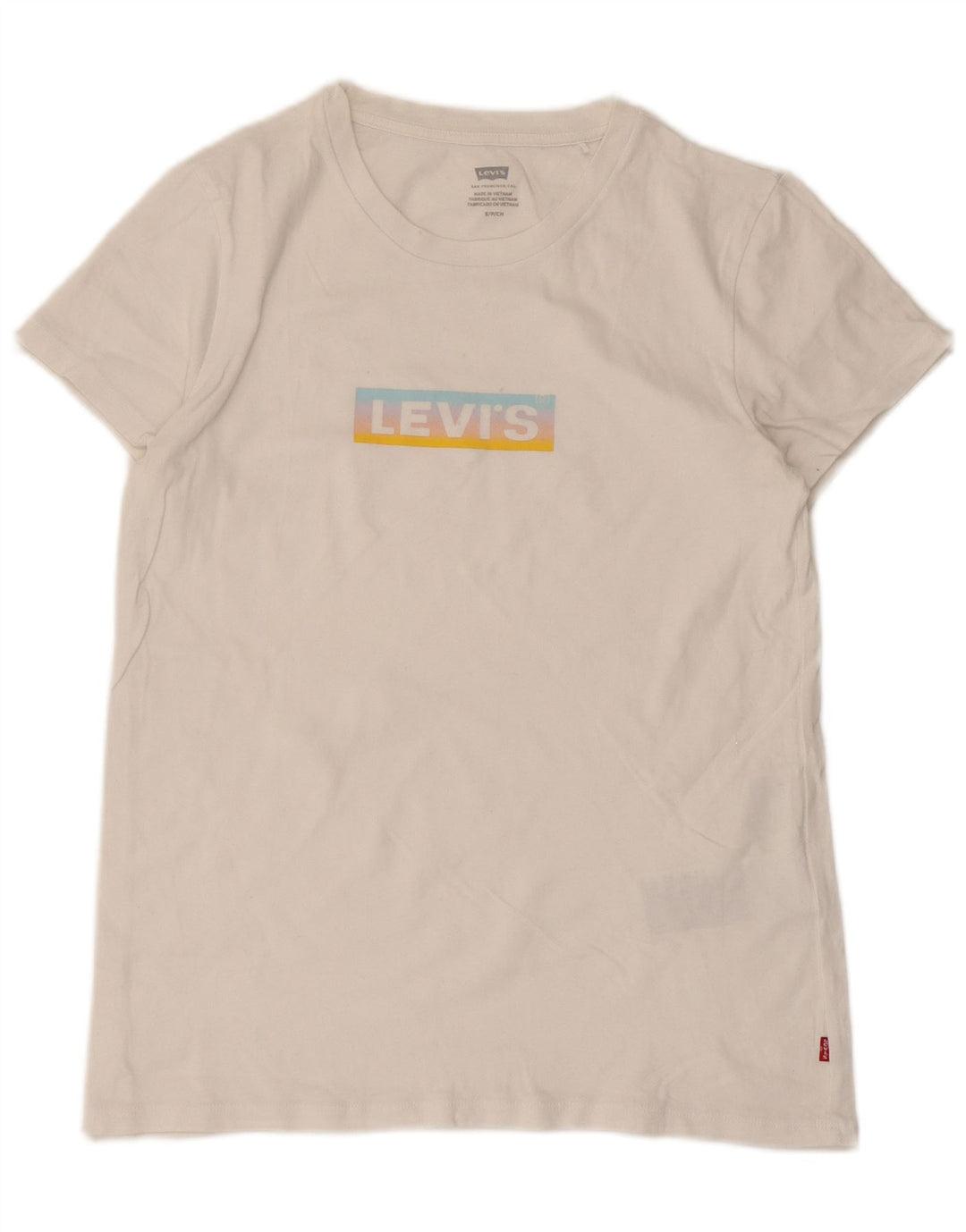 Levi's Grafisk T-shirt top til kvinder UK 8 Lille hvid bomuld