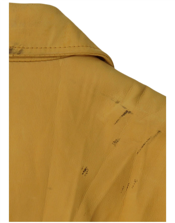 VINTAGE Mens Leather Jacket UK 38 Medium Yellow Leather