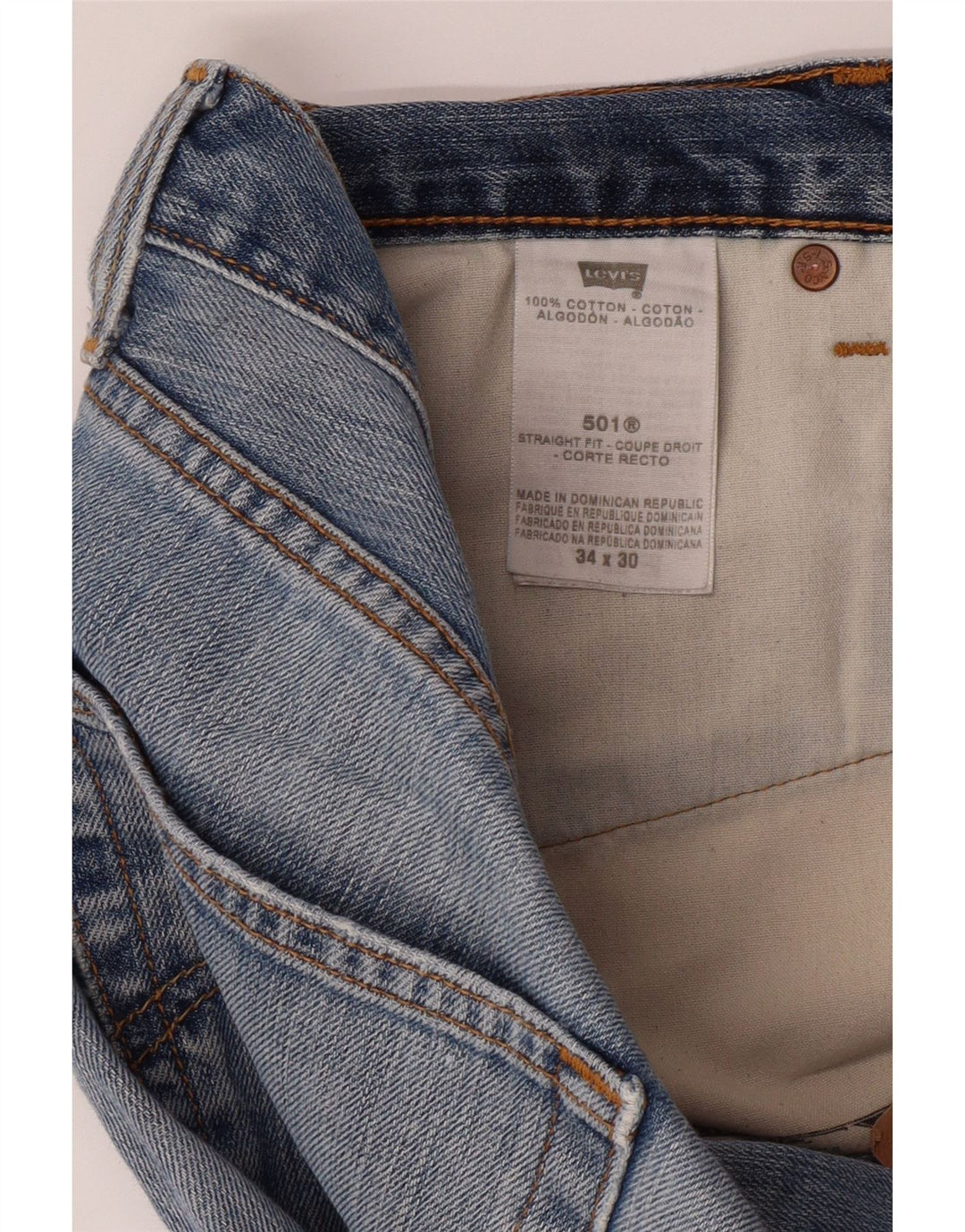 LEVI'S Mens 501 Cropped Straight Jeans W34 L24 Blue Cotton Vintage Levi's and Second-Hand Levi's from Messina Hembry 