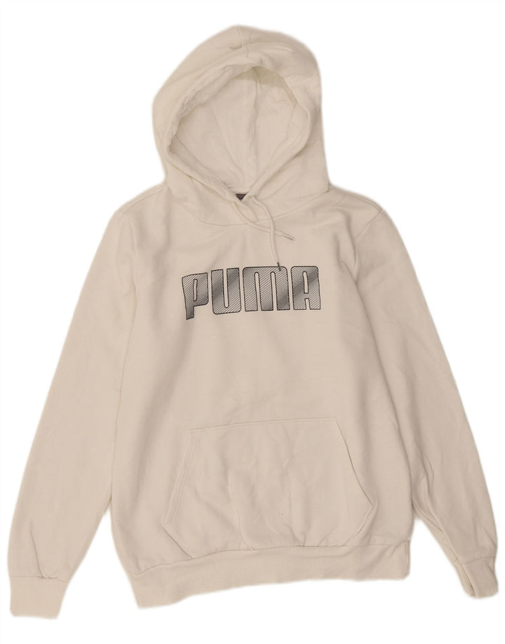 Puma grafisk hættetrøje til kvinder UK14 Medium hvid bomuld