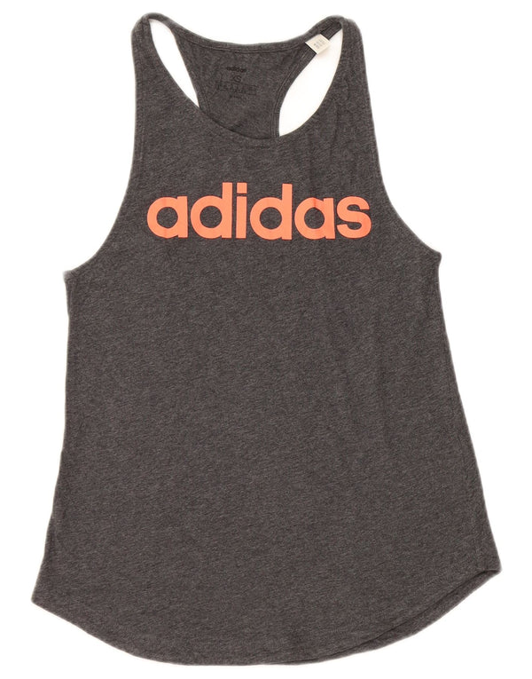 ADIDAS grafisk vest top til kvinder 4/6 XS grå bomuld