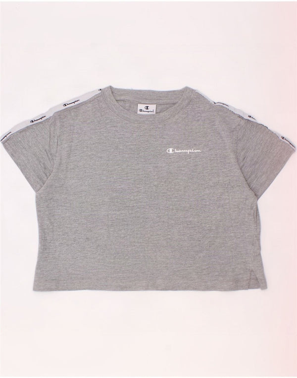 Champion Girls Grafisk T-Shirt Top 7-8 år Lille Grå Colourblock Bomuld
