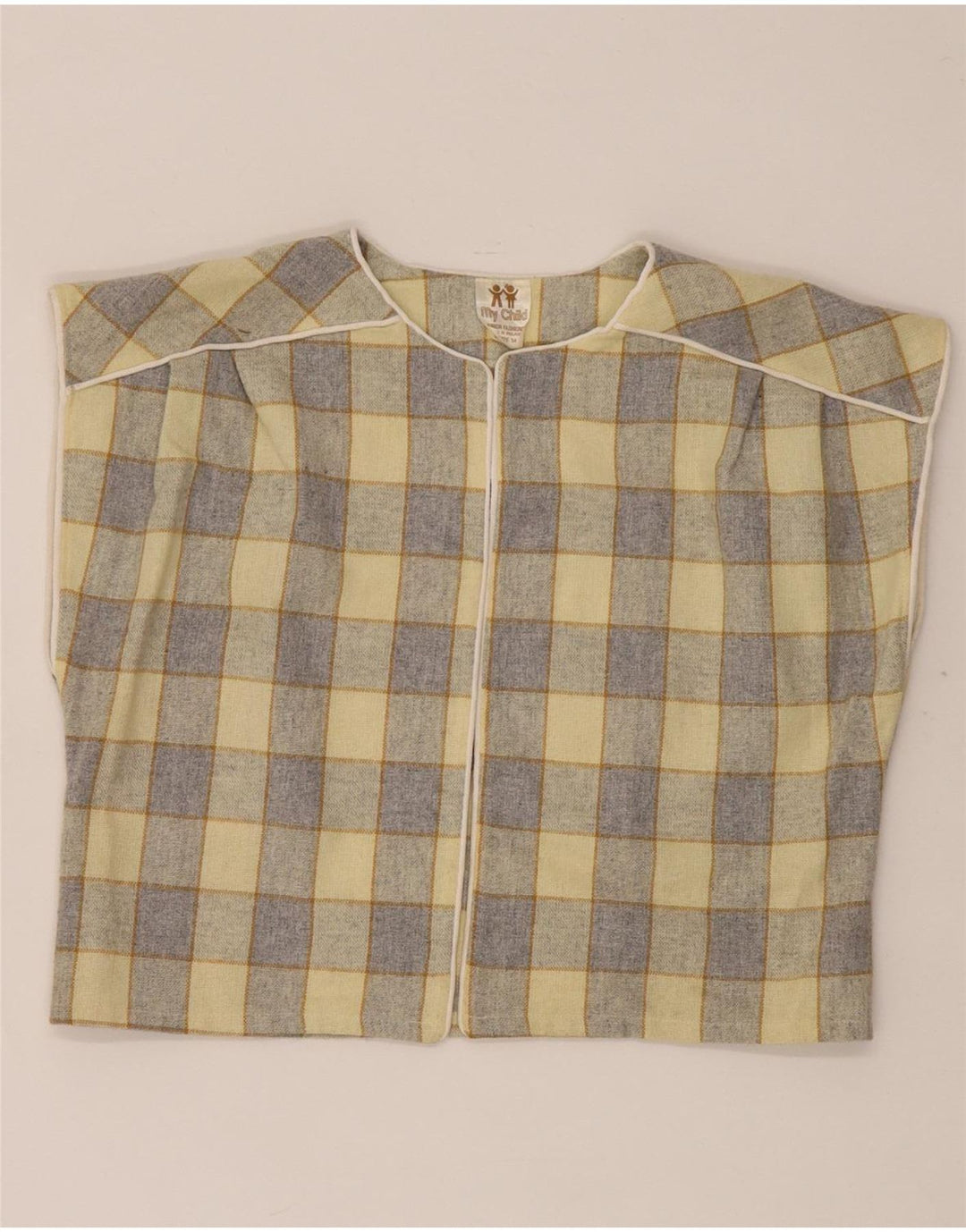 Vintage Dame Oversized Crop Shirt Bluse EU 34 XS Gul Ternet