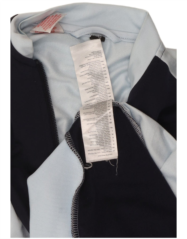 ADIDAS Boys Tracksuit Top Jacket 13-14 Years Blue Colourblock Polyester