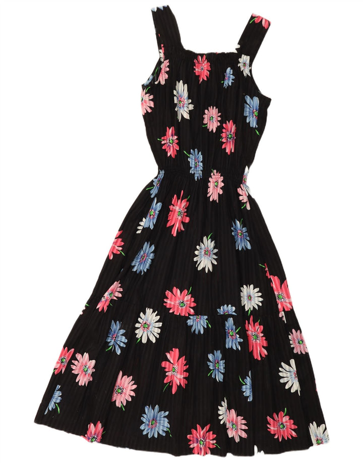 Vintage solkjole til kvinder UK 12 Medium Black Floral