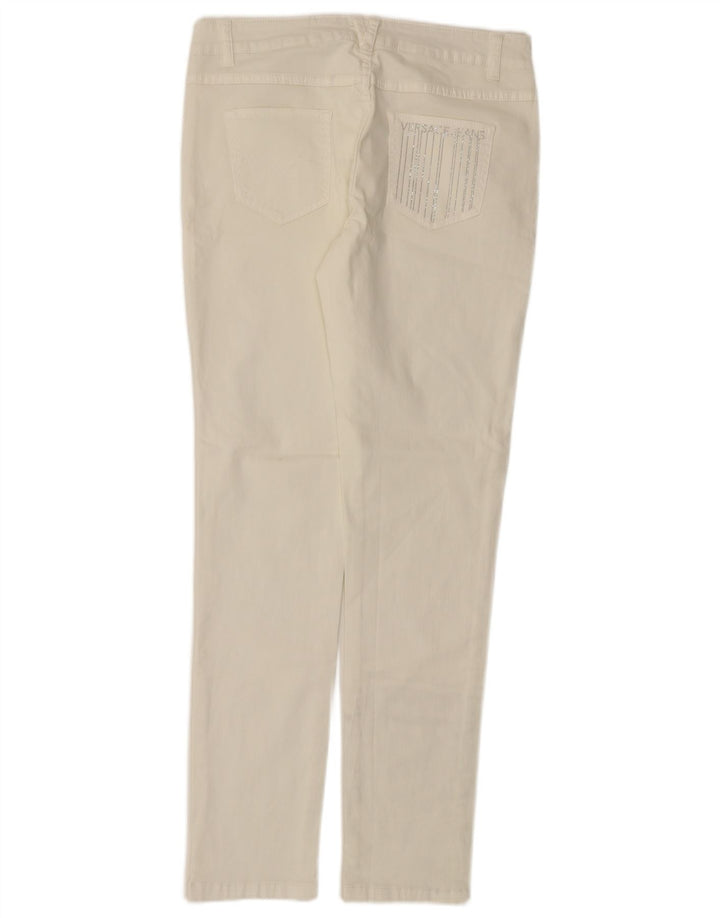 Versace Dame Slim Jeans IT 44 Medium W32 L31 Hvid Bomuld
