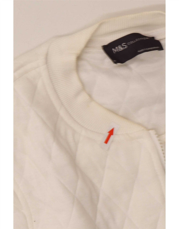 Marks & Spencer Quiltet jakke til kvinder UK 14 Stor hvid polyester