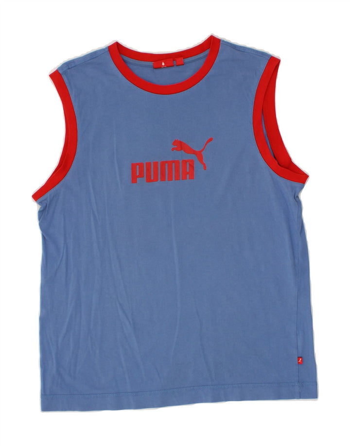 PUMA Boys Graphic Vest Top 12-13 Years Large Blue Cotton Vintage Puma and Second-Hand Puma from Messina Hembry 