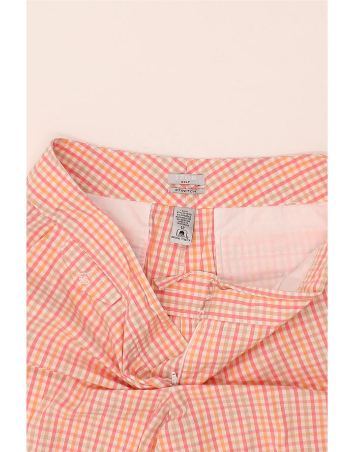 IZOD Womens Casual Shorts US 12 Large W32  Pink Gingham Cotton Vintage Izod and Second-Hand Izod from Messina Hembry 