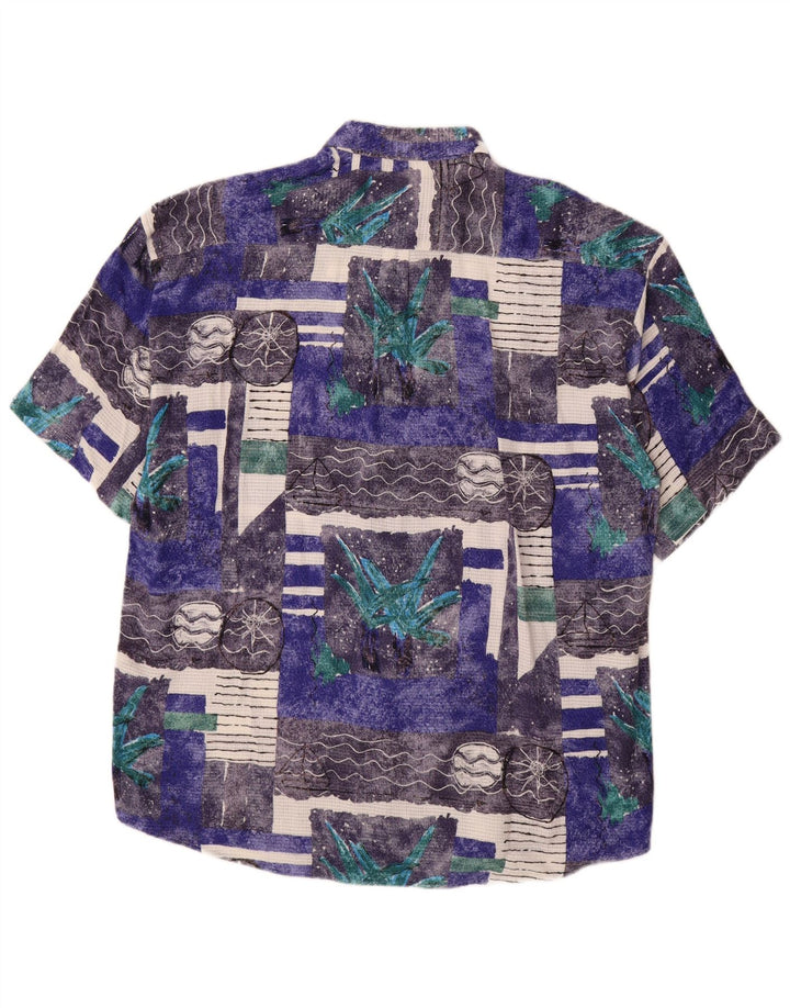 Conte Massimo Herre abstrakt mønster kortærmet skjorte størrelse 43/44 XL Blå