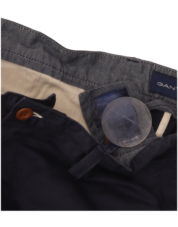 GANT Lige Chino-bukser til mænd W40 L34 Marineblå bomuld