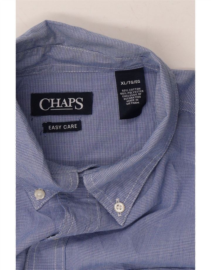 CHAPS Mens Shirt XL Blue Check Cotton Vintage Chaps and Second-Hand Chaps from Messina Hembry 