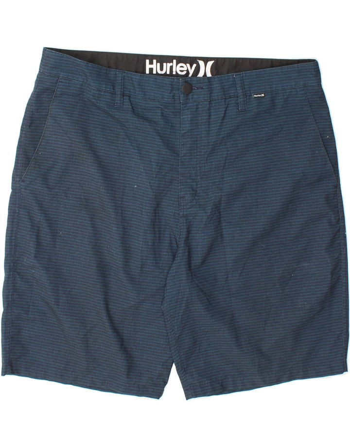 HURLEY Mens Chino Shorts W36 Large Navy Blue Striped Polyester Vintage Hurley and Second-Hand Hurley from Messina Hembry 