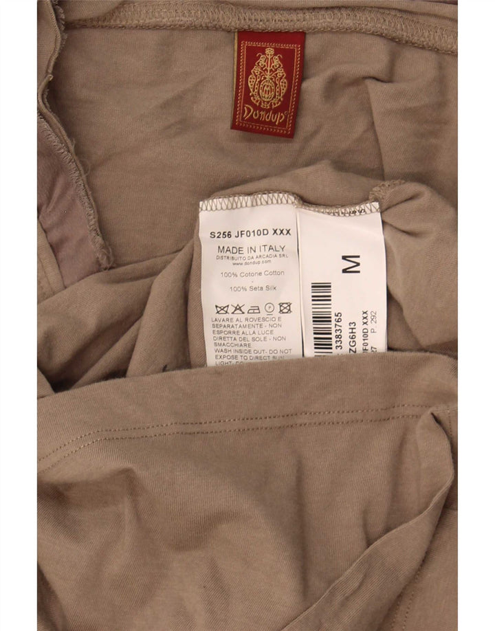 Dondup Dame T-Shirt Top UK 12 Medium Khaki Bomuld