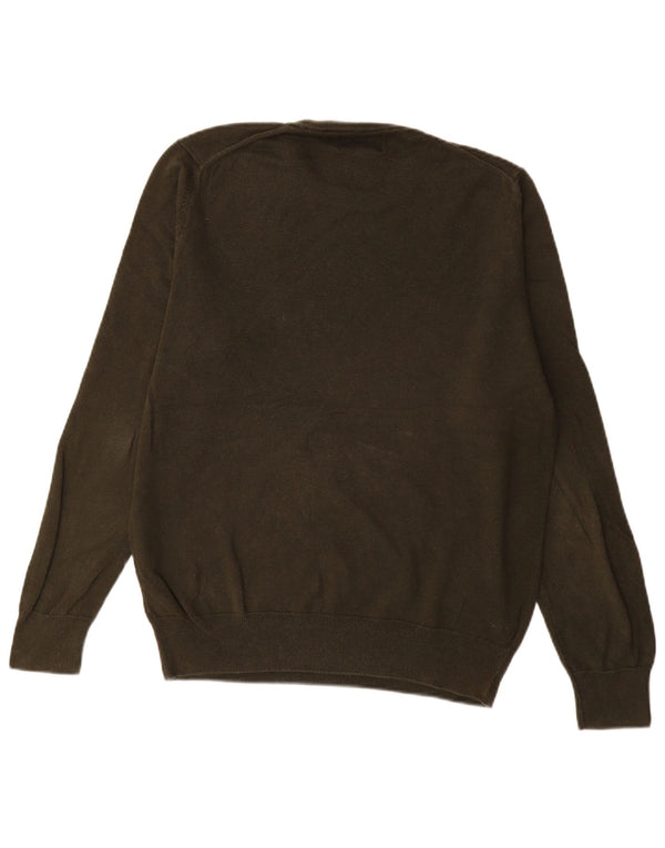 Marks & Spencer Mens Crew Neck Jumper Sweater Medium Khaki Cotton