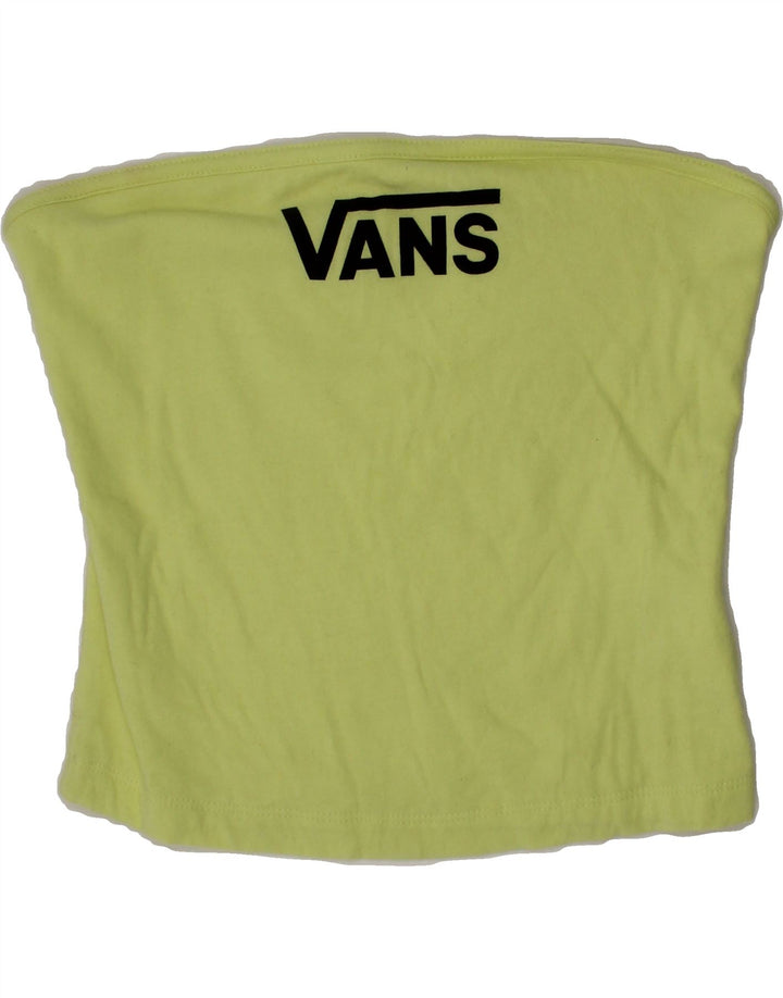 VANS Womens Graphic Off Shoulder Crop Top UK 10 Small Green Cotton Vintage Vans and Second-Hand Vans from Messina Hembry 