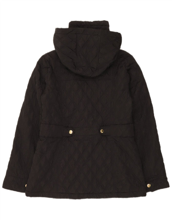Michael Kors Dame Hætte Oversized Quiltet Jakke UK 10 Lille Sort