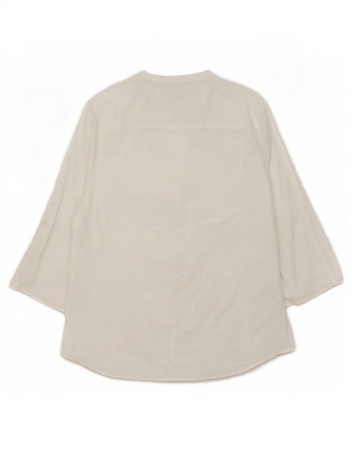 Napapijri Dame 3/4 ærmet bluse Top UK 14 Medium White Bomuld