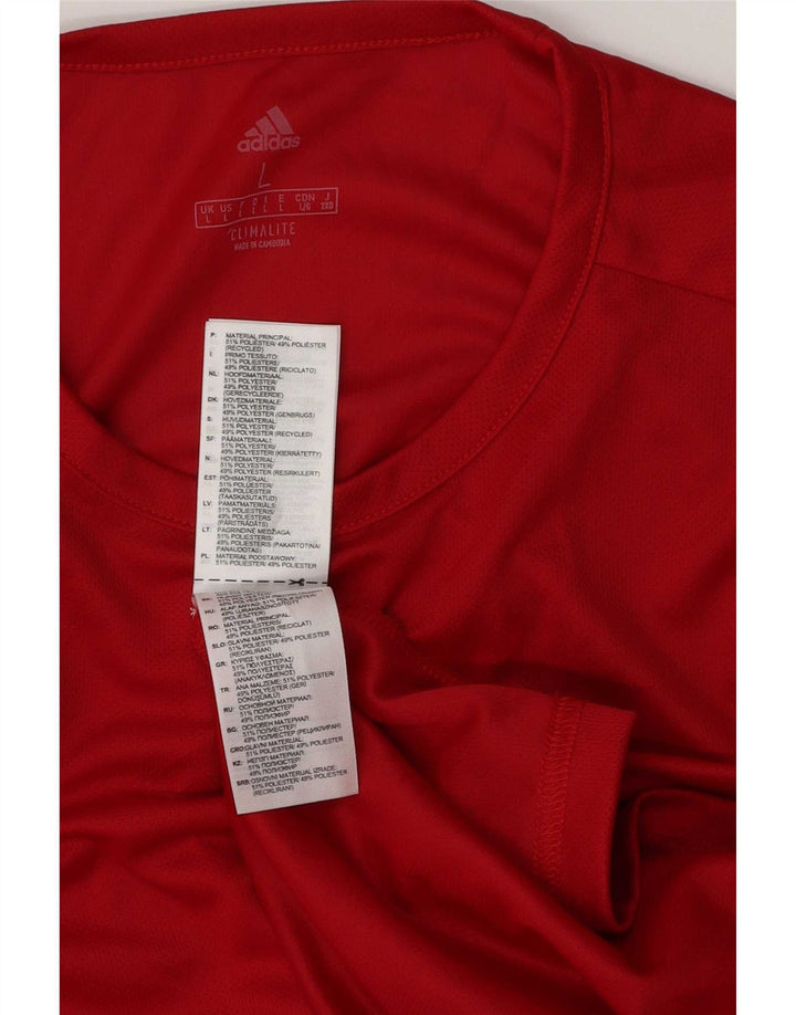 Adidas Herre Climalite T-Shirt Top Stor Rød Colourblock Polyester