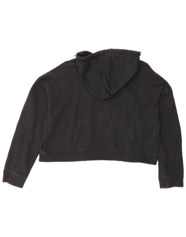 Adidas Dame Oversized Hoodie Jumper UK 12 Medium Sort Bomuld