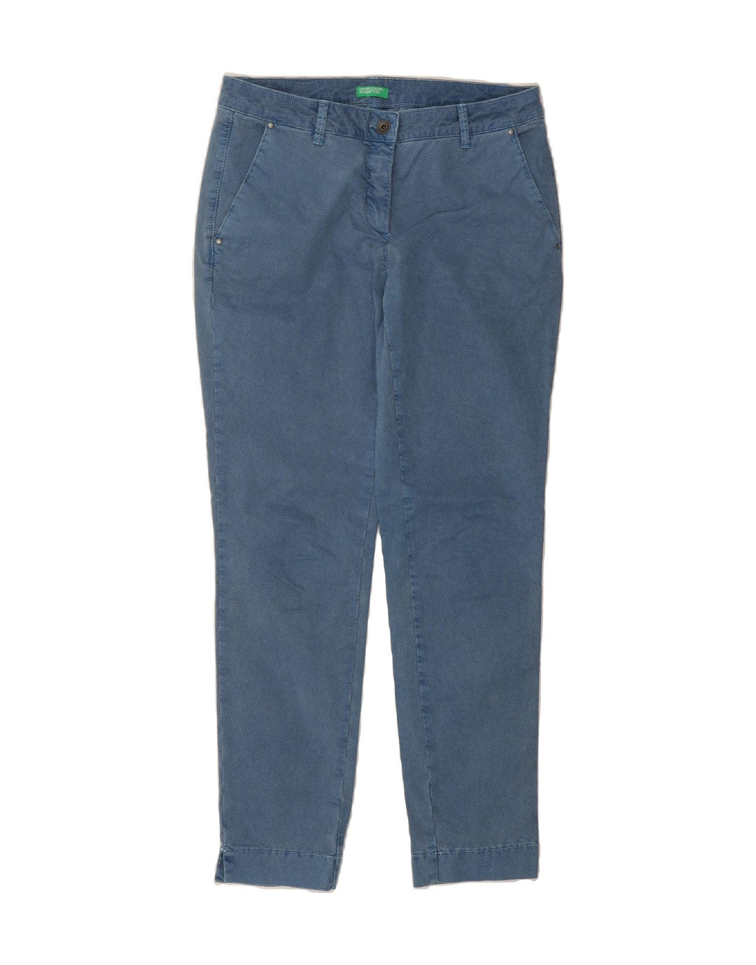 BENETTON Womens Slim Chino Trousers IT 42 Medium W30 L30 Blue Spotted Vintage Benetton and Second-Hand Benetton from Messina Hembry 