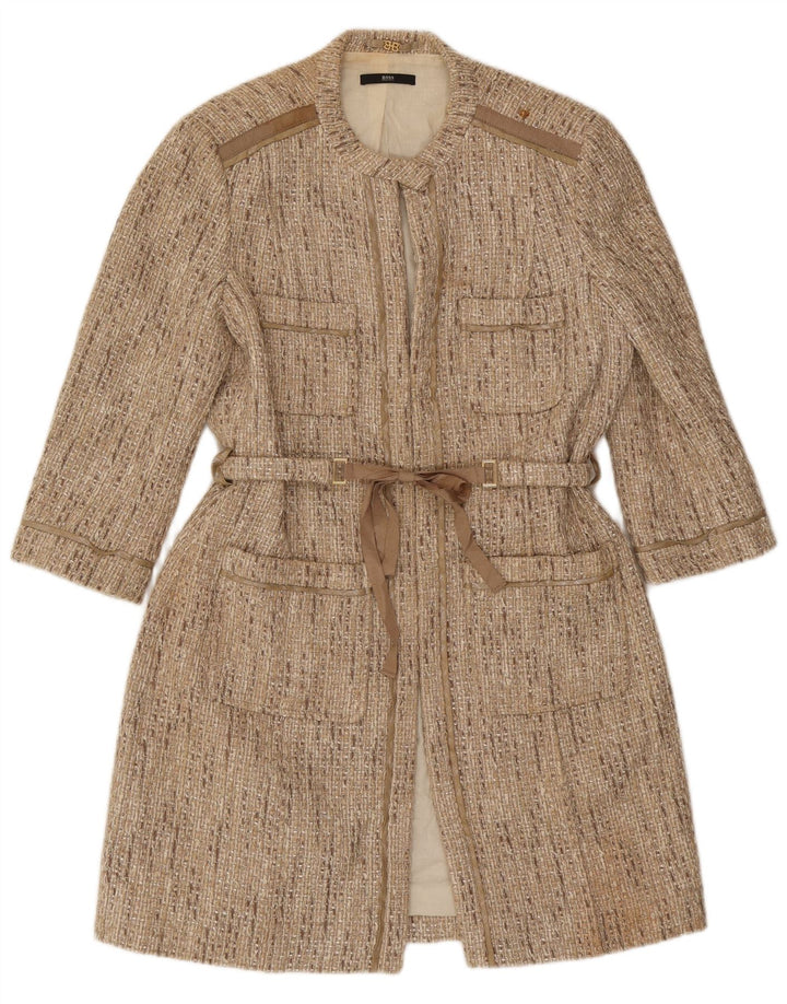Hugo Boss Dame Overfrakke UK 14 Medium Beige Bomuld