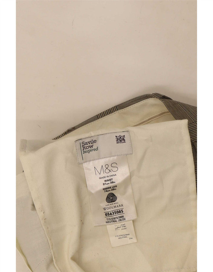 Marks & Spencer Herre lige jakkesætsbukser W36 L29 Beige ternet uld