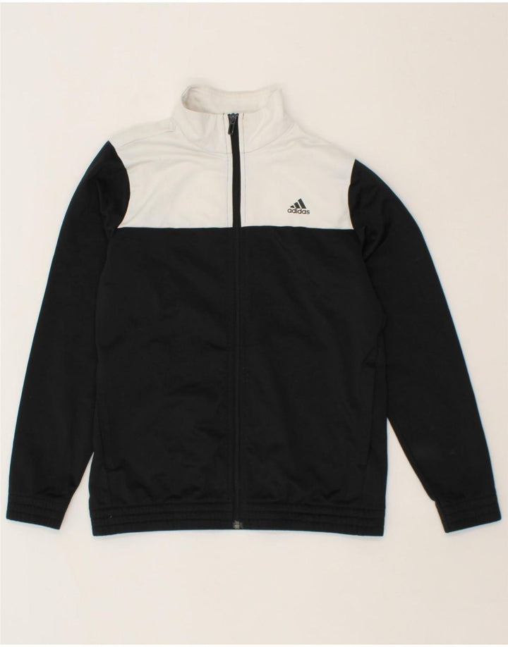 ADIDAS Boys Tracksuit Top Jacket 13-14 Years Black Colourblock Polyester Vintage Adidas and Second-Hand Adidas from Messina Hembry 